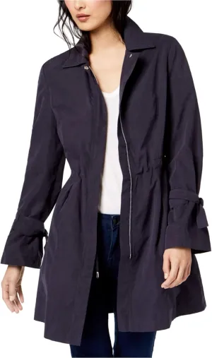 Maison Jules Womens Tie Sleeve Trench Coat, Blue, X-Small