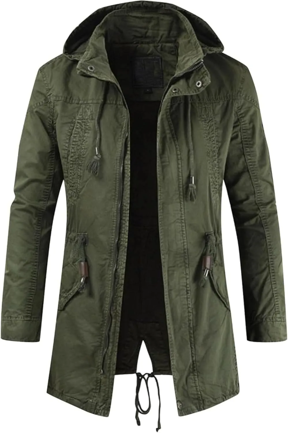 Maiyifu-GJ Men's Winter Military Thicken Parka Jacket Military Full Zip Removable Hooded Coat Cotton Warm Mid Long Outerwear