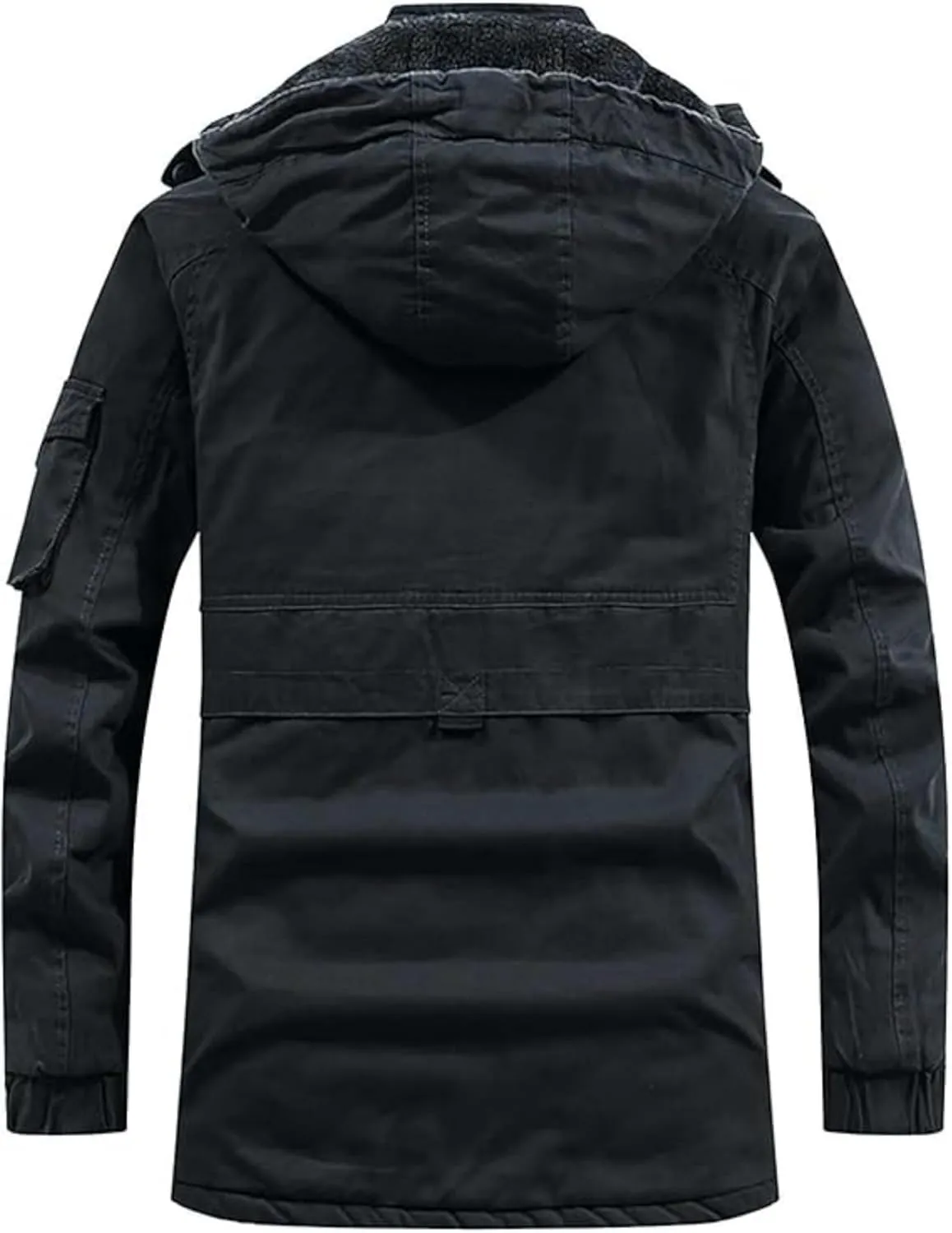 Maiyifu-GJ Men's Winter Military Thicken Parka Jacket Military Full Zip Removable Hooded Coat Cotton Warm Mid Long Outerwear