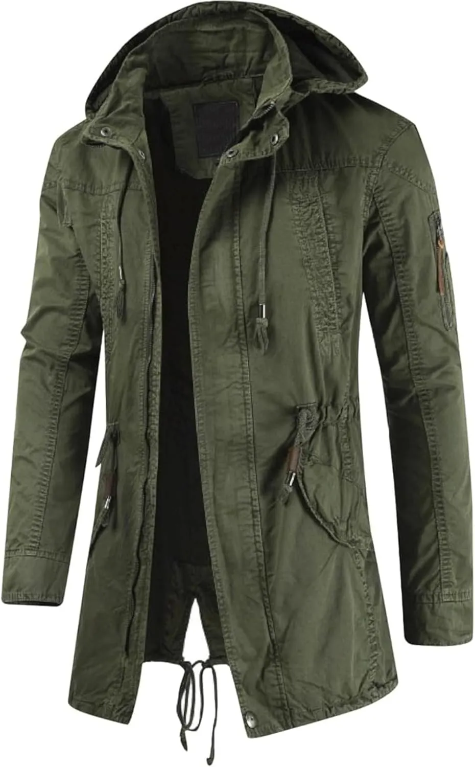 Maiyifu-GJ Men's Winter Military Thicken Parka Jacket Military Full Zip Removable Hooded Coat Cotton Warm Mid Long Outerwear
