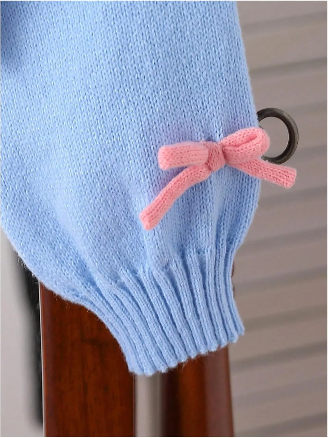 MakeMeChic Girl's 3D Bow Long Sleeve V Neck Button Down Cardigan Sweater Knitted Outerwear