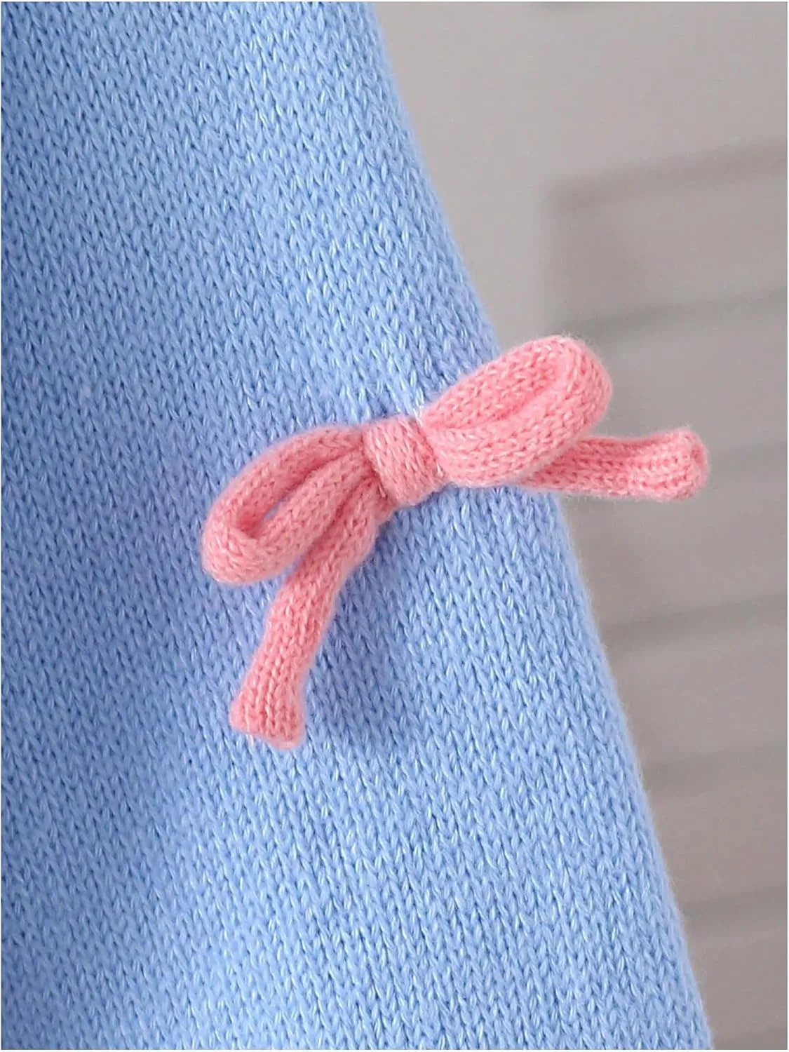 MakeMeChic Girl's 3D Bow Long Sleeve V Neck Button Down Cardigan Sweater Knitted Outerwear