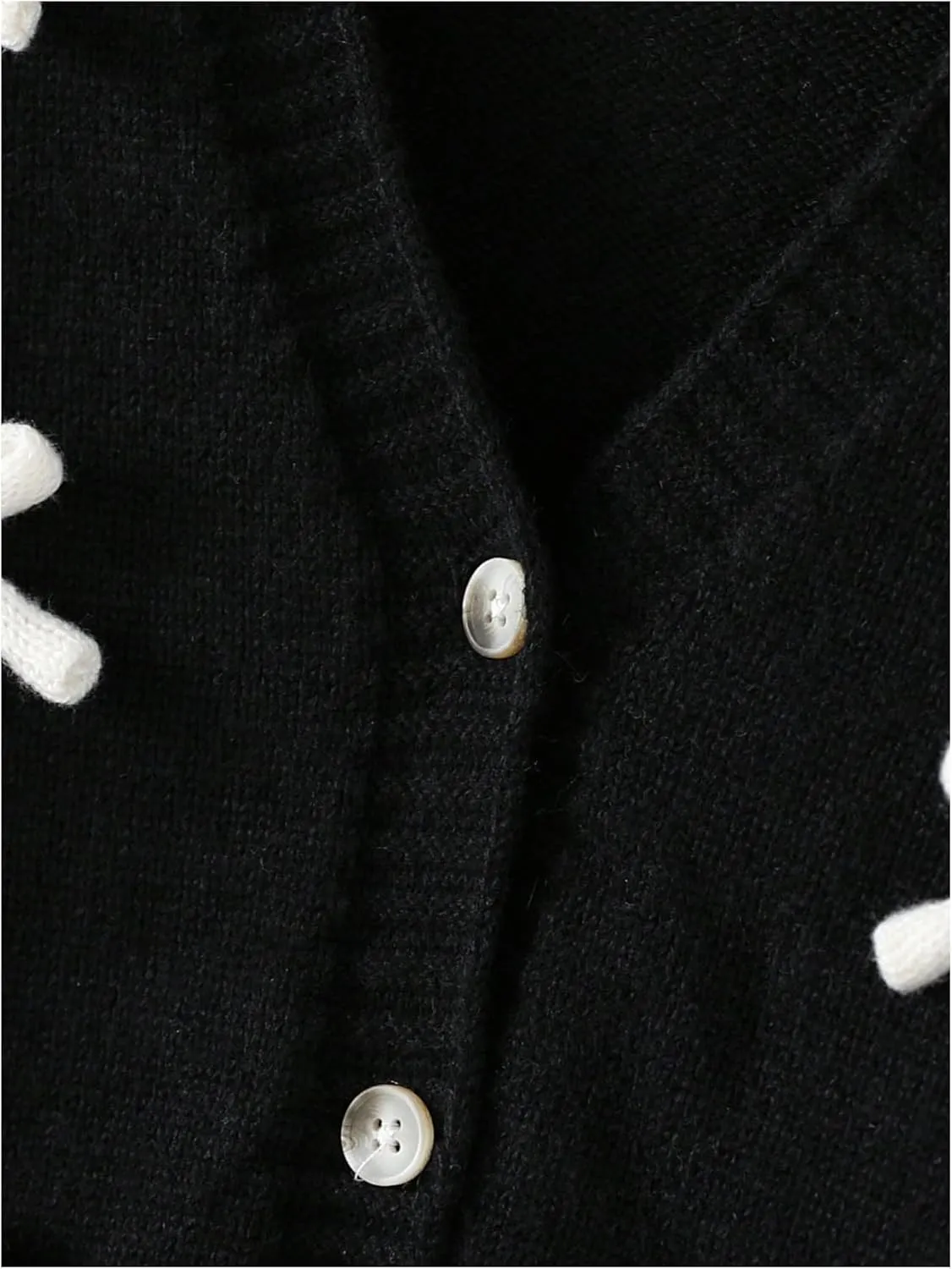 MakeMeChic Girl's 3D Bow Long Sleeve V Neck Button Down Cardigan Sweater Knitted Outerwear