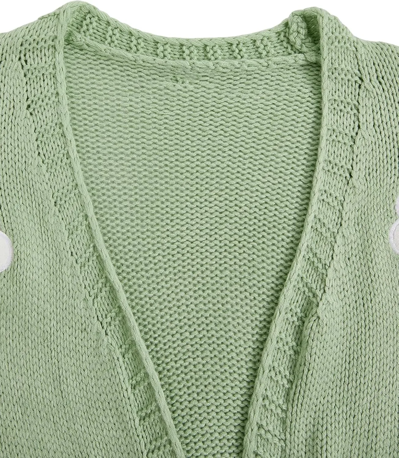 MakeMeChic Women's 3D Floral Open Front Cropped Cute Cardigan Sweater Lantern Sleeve Outerwear