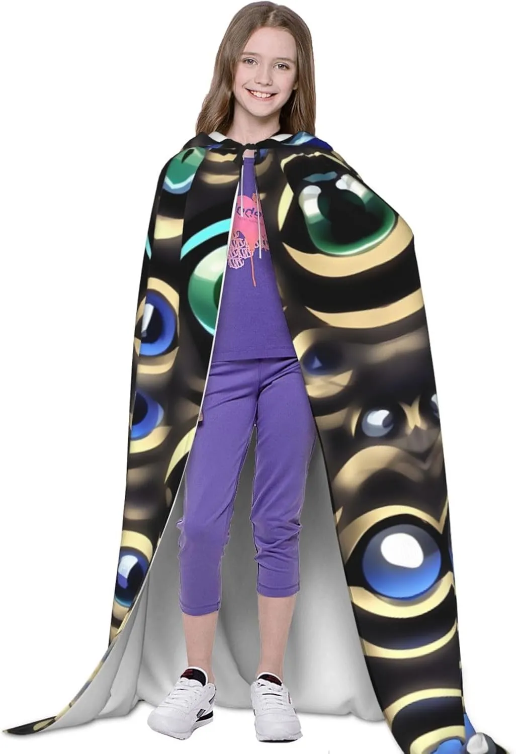 Many Evil Eyes Hooded Cloak Coat Winter Warm Long Cloak Cosplay Costumes Outerwear Carnivals Hoodies Capes