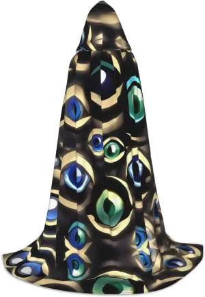 Many Evil Eyes Hooded Cloak Coat Winter Warm Long Cloak Cosplay Costumes Outerwear Carnivals Hoodies Capes