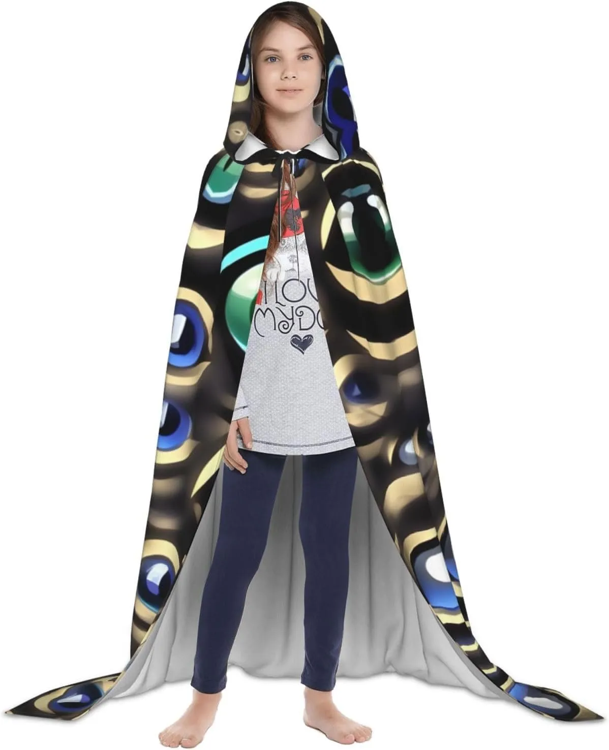 Many Evil Eyes Hooded Cloak Coat Winter Warm Long Cloak Cosplay Costumes Outerwear Carnivals Hoodies Capes