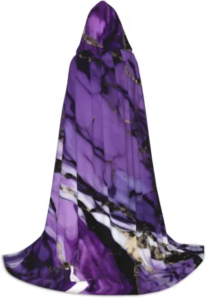 Marble Purple Hooded Cloak Coat Winter Warm Long Cloak Cosplay Costumes Outerwear Carnivals Hoodies Capes