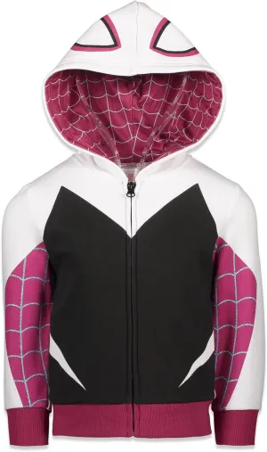 Marvel Spider-Man Spider-Gwen Ghost Spider Girls Fleece Zip Up Hoodie Toddler to Big Kid