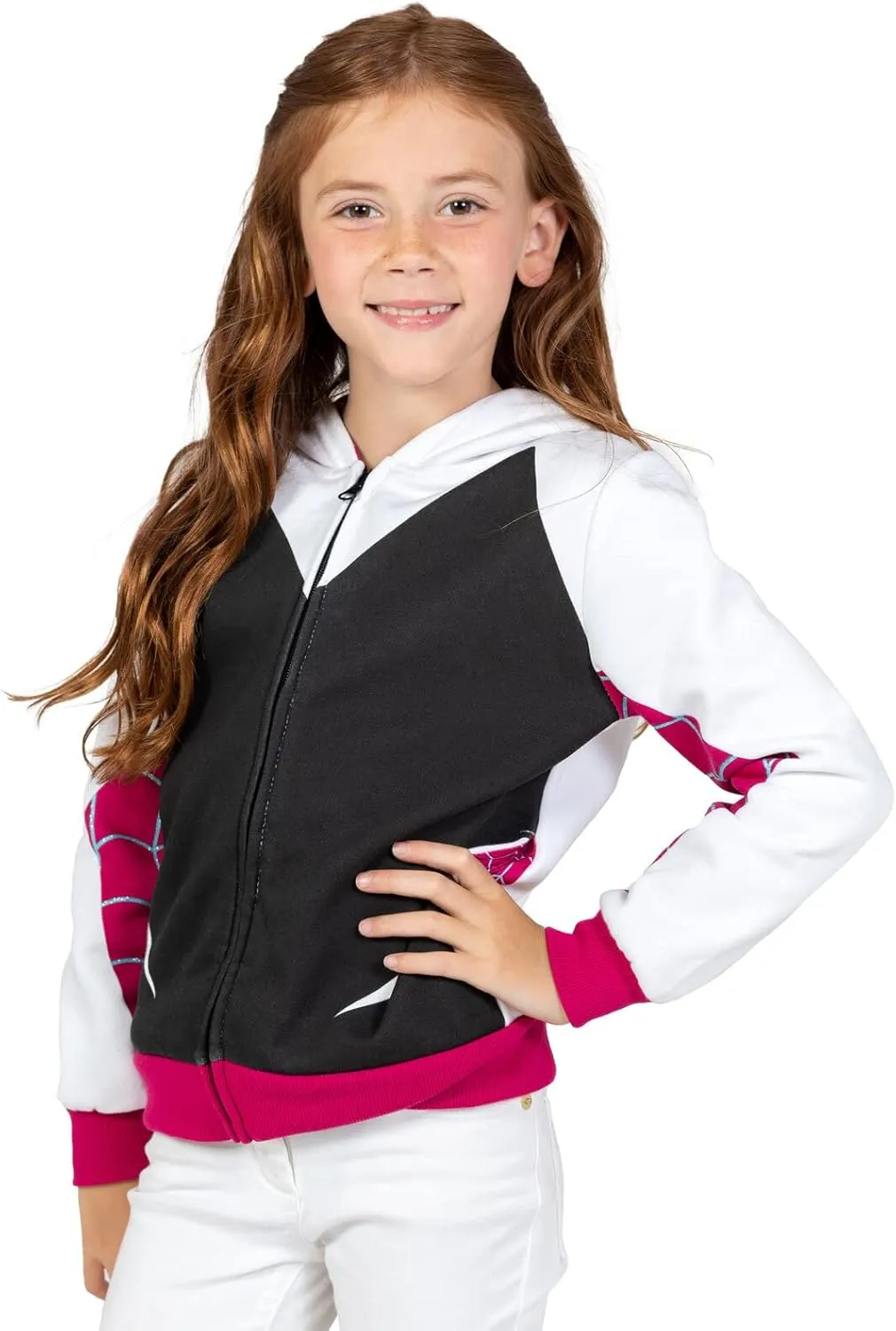 Marvel Spider-Man Spider-Gwen Ghost Spider Girls Fleece Zip Up Hoodie Toddler to Big Kid