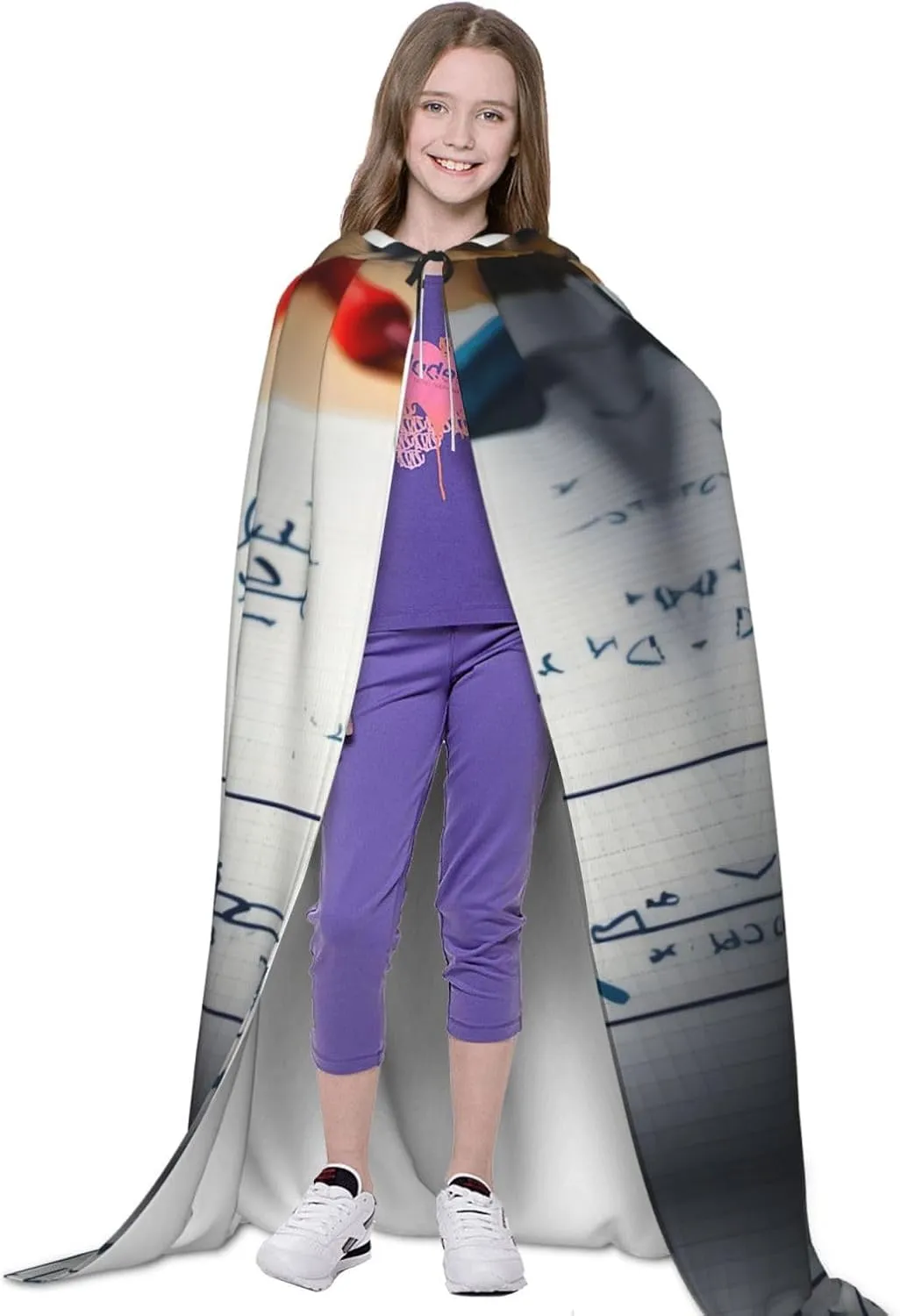 Math Formula Hooded Cloak Coat Winter Warm Long Cloak Cosplay Costumes Outerwear Carnivals Hoodies Capes