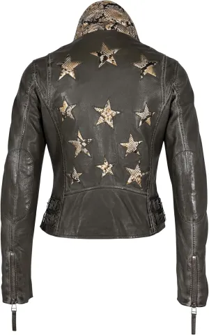 MAURITIUS Christy Star Detail Leather Jacket