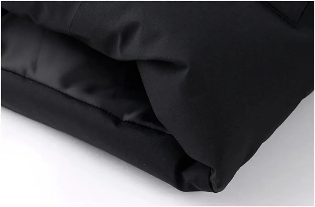 Men Patchwork Thick Puffer Jacket Parka Down Coat Stand Collar Loose Cotton-Padded Jackets