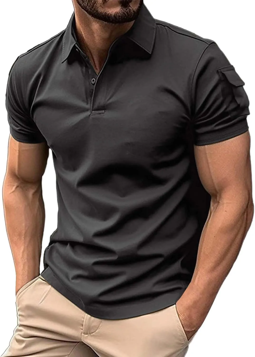 Men Polo Shirts 2024 and Summer Casual Short Sleeved Buttons Lapel Solid Color Short Sleeved T Shirt Tops Golf Mens