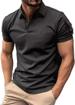 Men Polo Shirts 2024 and Summer Casual Short Sleeved Buttons Lapel Solid Color Short Sleeved T Shirt Tops Golf Mens