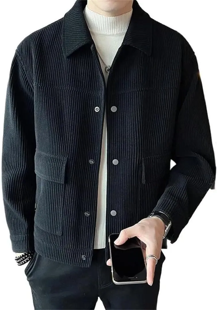 Men Winter Thicken Corduroy Padded Cotton Coat Commute Man Business Casual Retro Woolen Jacket