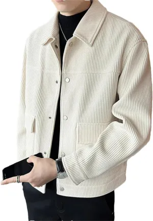 Men Winter Thicken Corduroy Padded Cotton Coat Commute Man Business Casual Retro Woolen Jacket