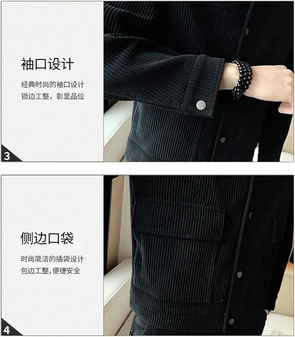 Men Winter Thicken Corduroy Padded Cotton Coat Commute Man Business Casual Retro Woolen Jacket