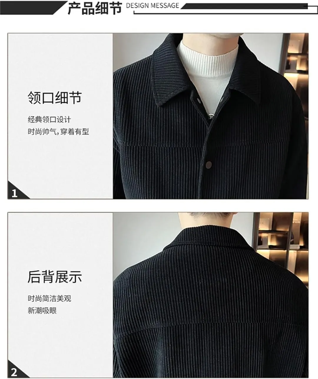 Men Winter Thicken Corduroy Padded Cotton Coat Commute Man Business Casual Retro Woolen Jacket