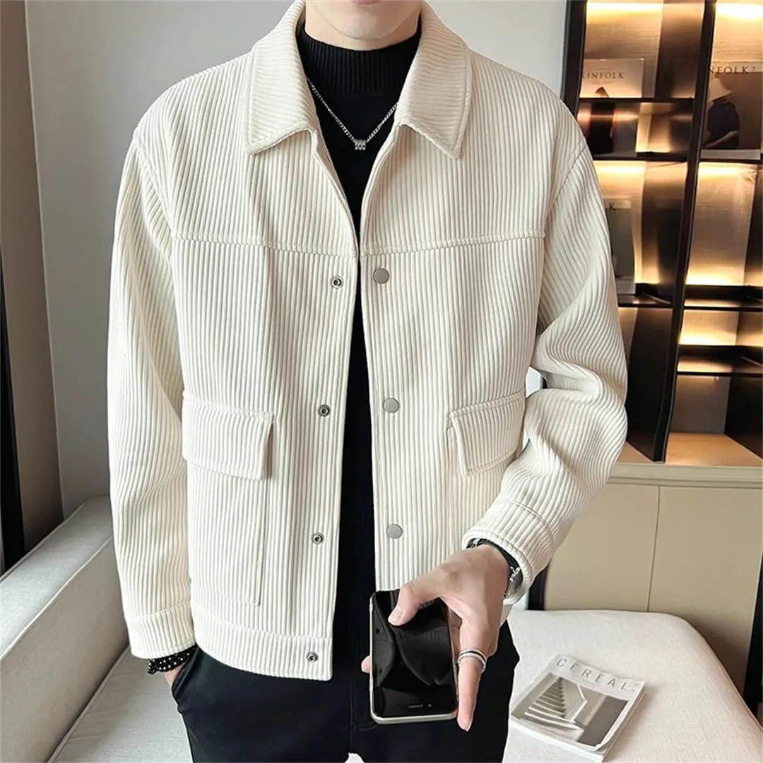 Men Winter Thicken Corduroy Padded Cotton Coat Commute Man Business Casual Retro Woolen Jacket