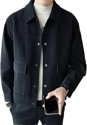 Men Winter Thicken Corduroy Padded Cotton Coat Commute Man Business Casual Retro Woolen Jacket