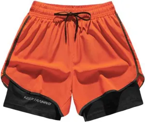 Mens 2 in 1 Running Shorts 5" Quick Dry Gym Athletic Workout Shorts for Men Lightweight Training Yoga Shorts Pants