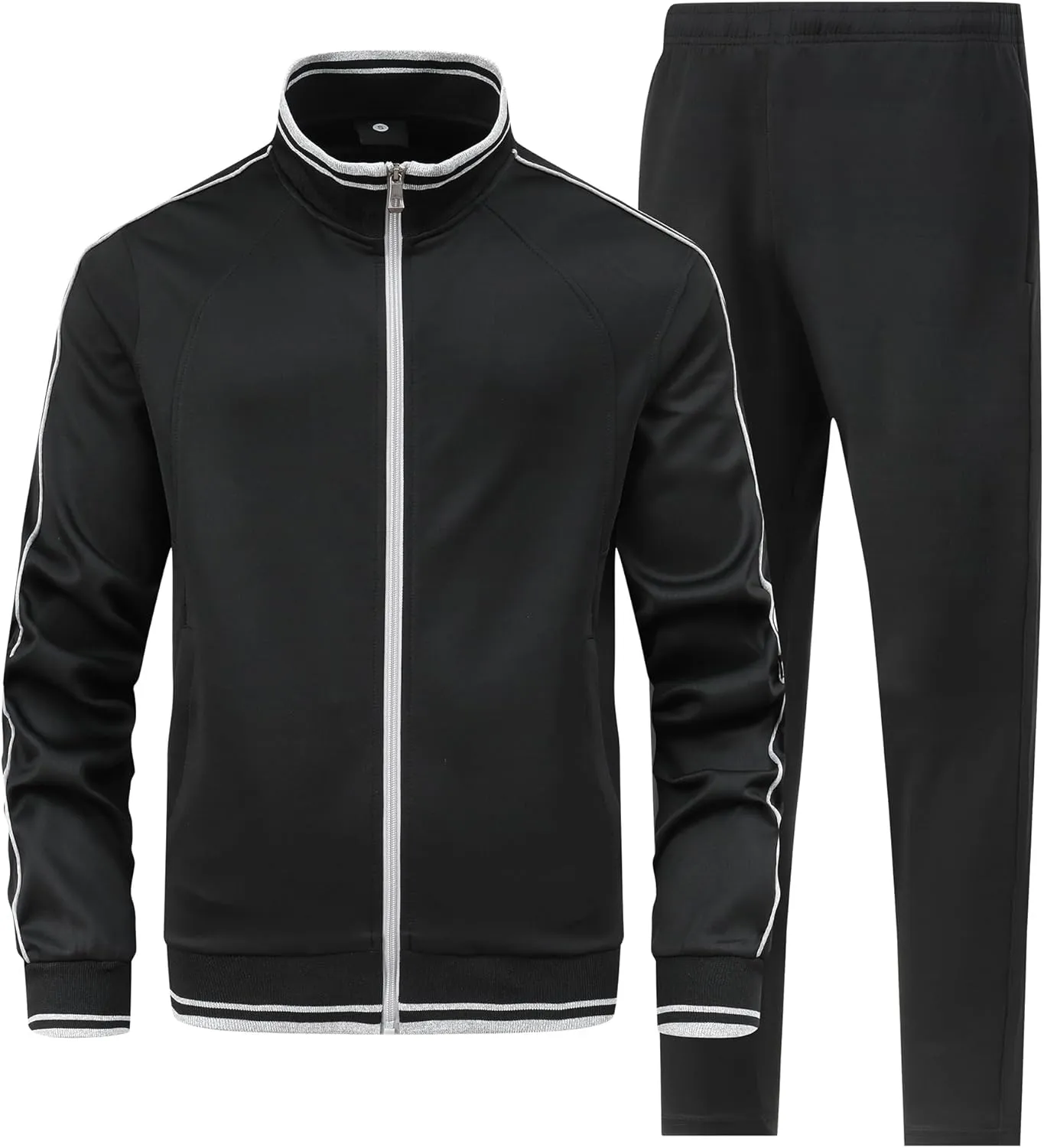 Men's 2 Pieces Athletic Tracksuit Full-Zip Workout Sweatsuit with Active Jackets and Pants