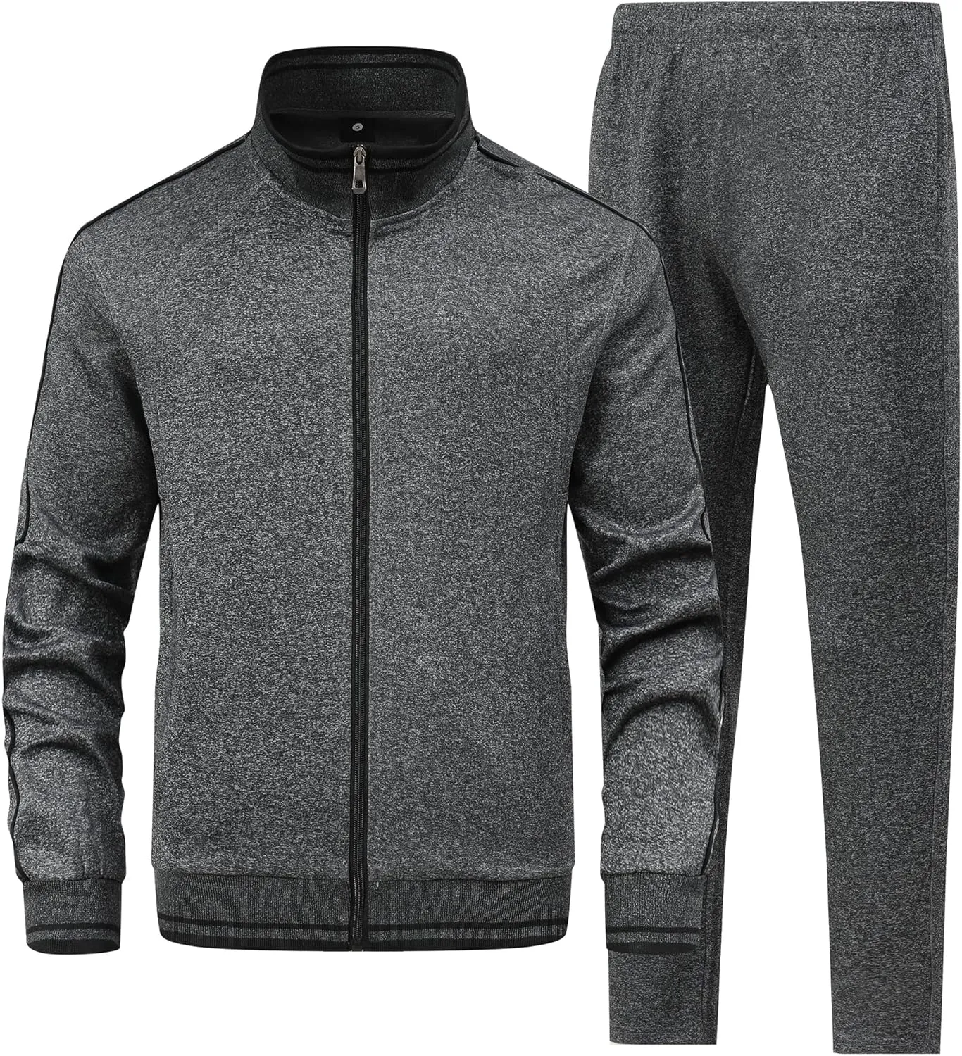Men's 2 Pieces Athletic Tracksuit Full-Zip Workout Sweatsuit with Active Jackets and Pants