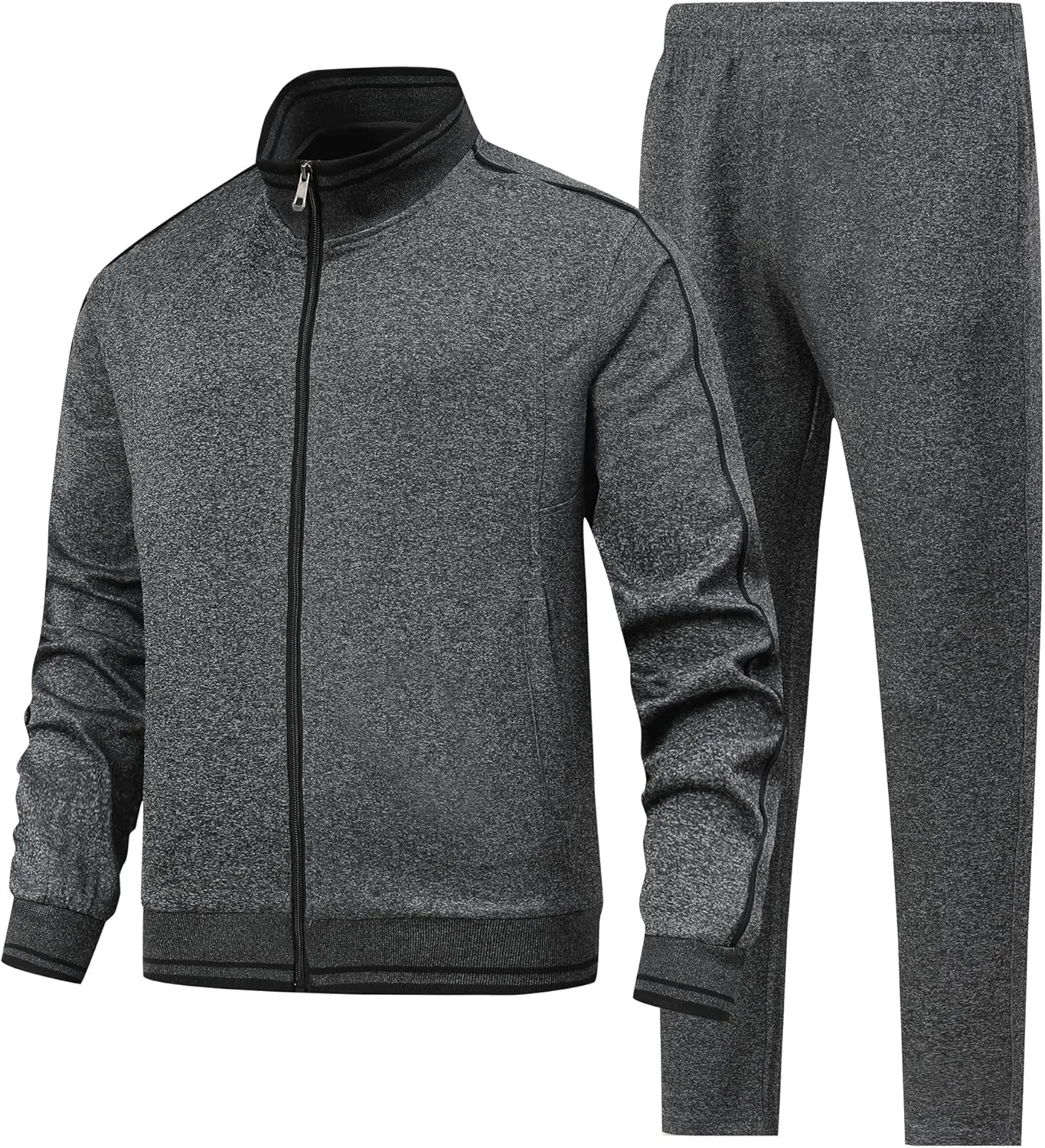 Men's 2 Pieces Athletic Tracksuit Full-Zip Workout Sweatsuit with Active Jackets and Pants