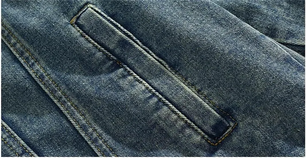 Men's Asymmetrical Lace-Up Denim Jackets Trendy High Street Retro Large Size Loose Coat