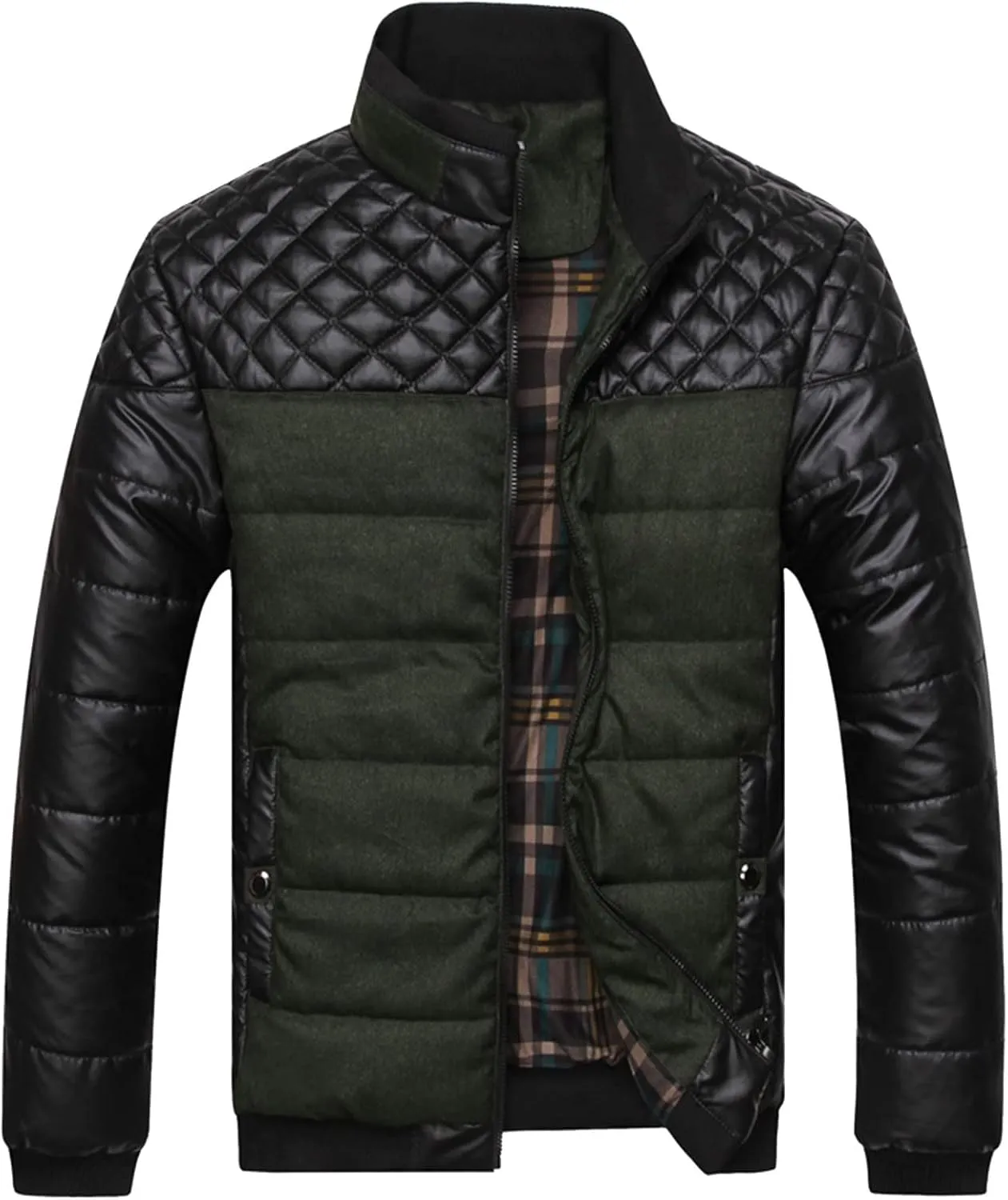 Mens Autumn And Winter Fashion Casual Diamond Coat Jacket Cotton Padded Jacket Men's Casual Jackets