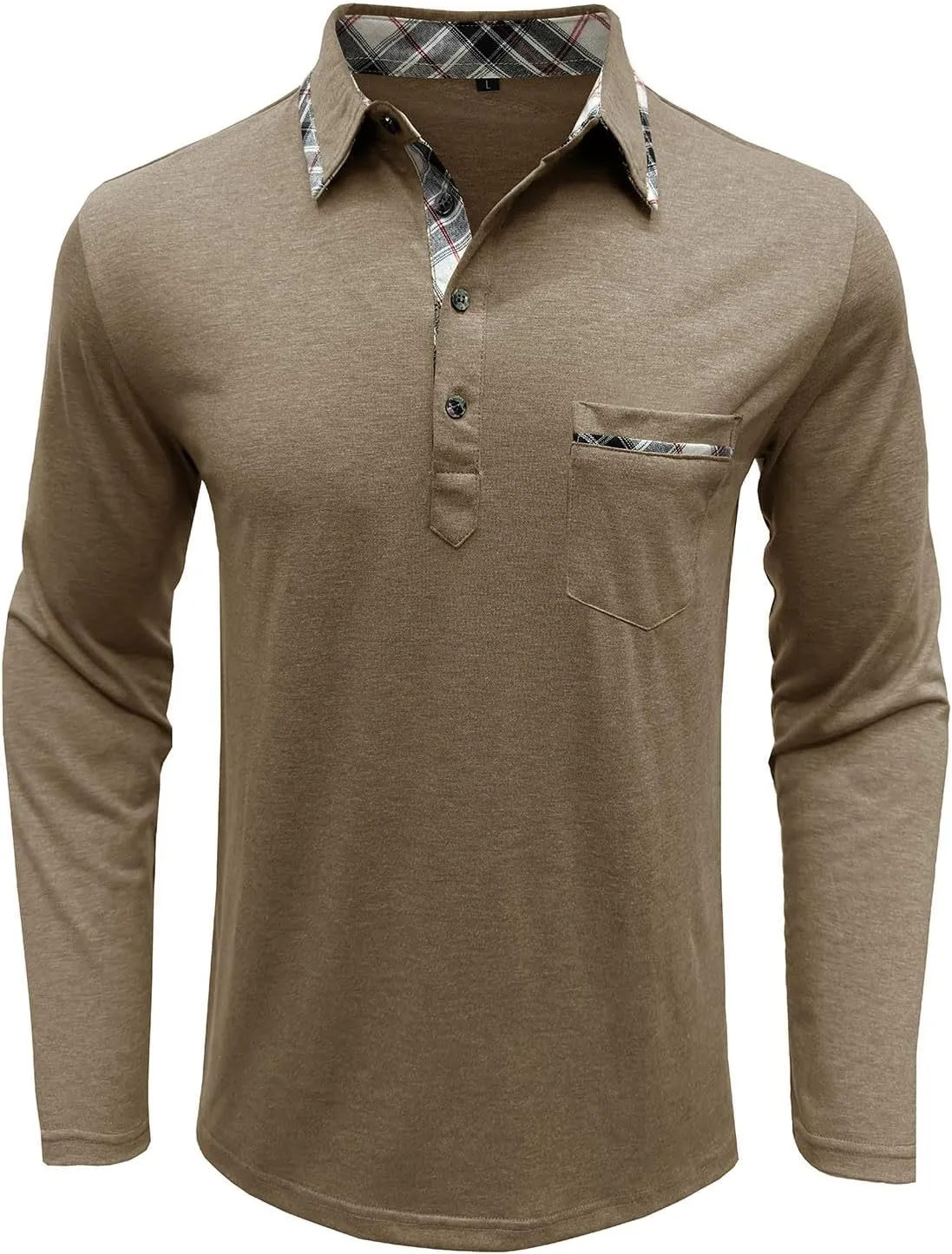 Men's Button Down Shirts Fall Winter Lapel Business Long Sleeve Shirts Solid Office Work Blouse with Front Pocket
