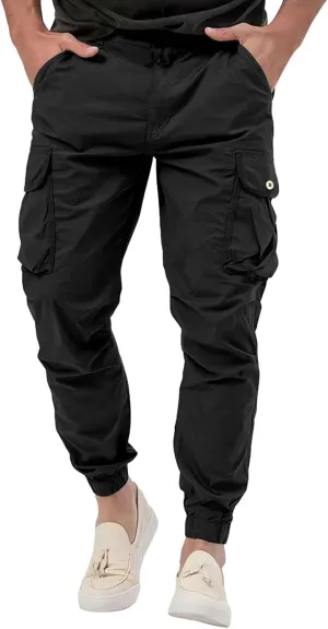 Mens Cargo Pants Casual Loose Fit Joggers Multi Pockets Outdoor Hiking Work Sweatpants