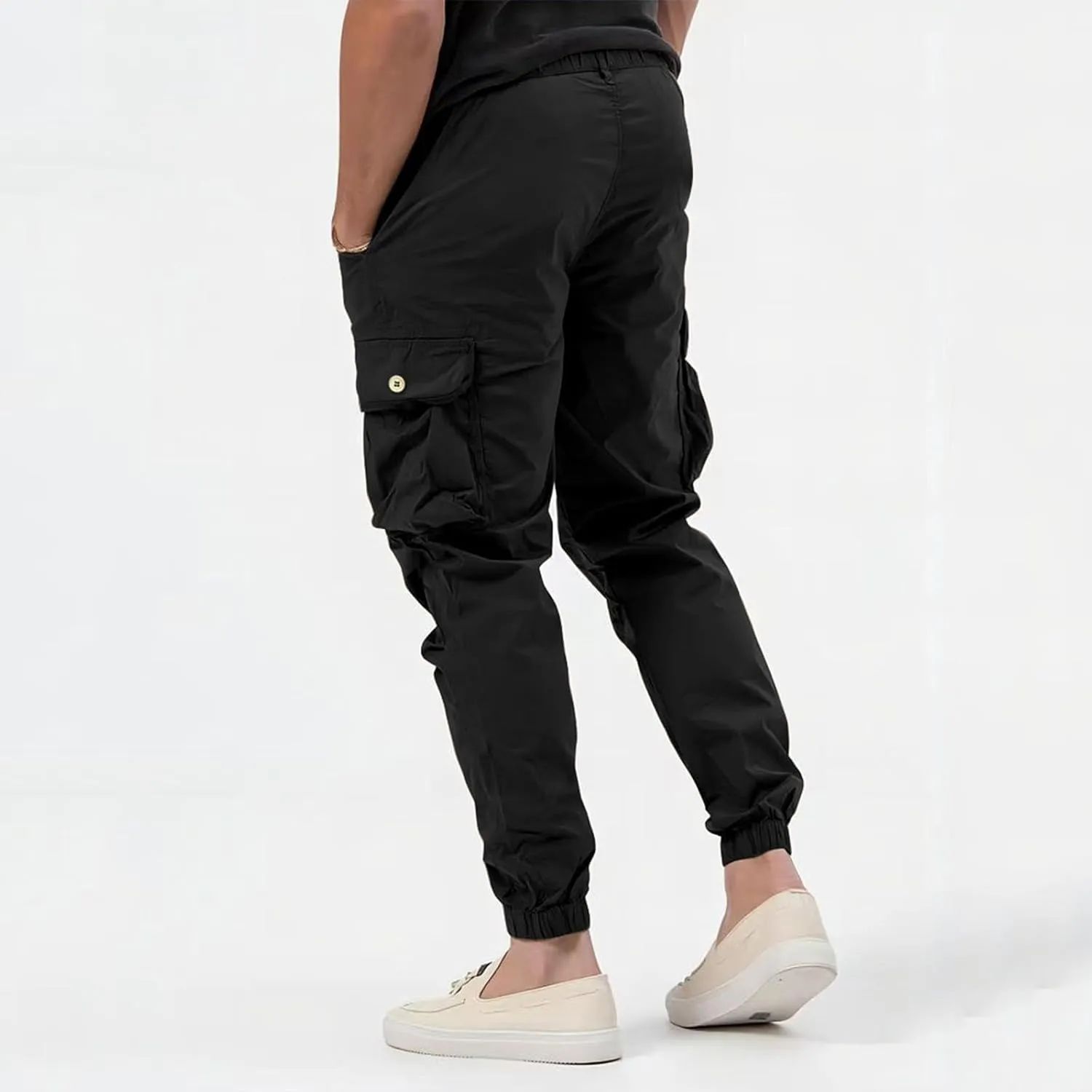Mens Cargo Pants Casual Loose Fit Joggers Multi Pockets Outdoor Hiking Work Sweatpants