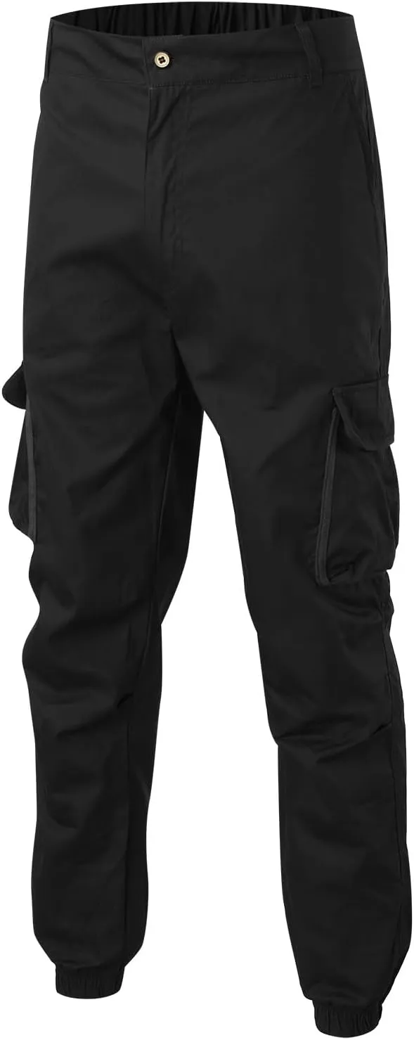 Mens Cargo Pants Casual Loose Fit Joggers Multi Pockets Outdoor Hiking Work Sweatpants