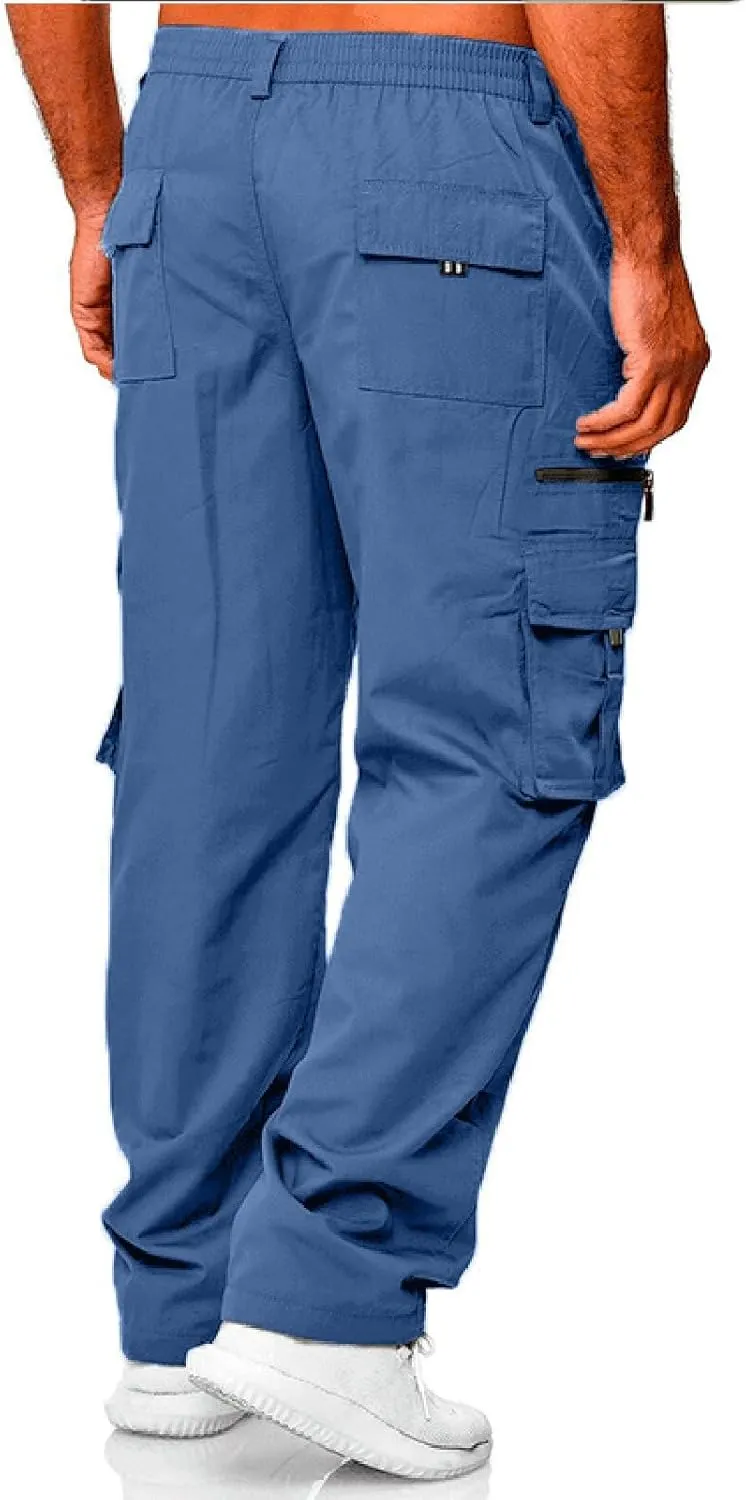 Mens Cargo Pants Relaxed Fit Outdoor Lightweight Hiking Jogger Classic Fit Multi Pockets Fashion Trousers