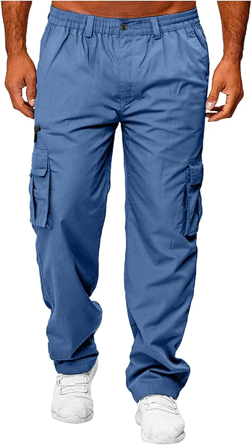 Mens Cargo Pants Relaxed Fit Outdoor Lightweight Hiking Jogger Classic Fit Multi Pockets Fashion Trousers