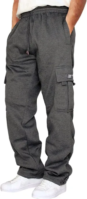 Mens Cargo Pants,2023 Summer Men Solid Color Drawstring Elastic Hiking Street Jopper Sweatpants with Multi Pockets
