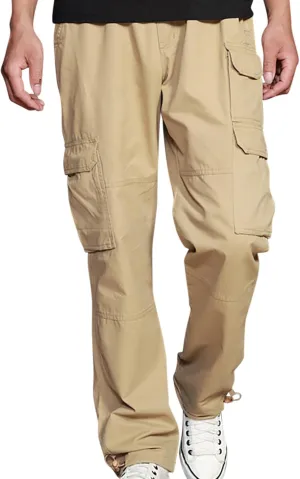 Mens Cargo Sweatpants Lightweight Elastic Waist Pants Regular Fit Jogger Pants Outdoor Hiking Pants Athletic Gym Pants
