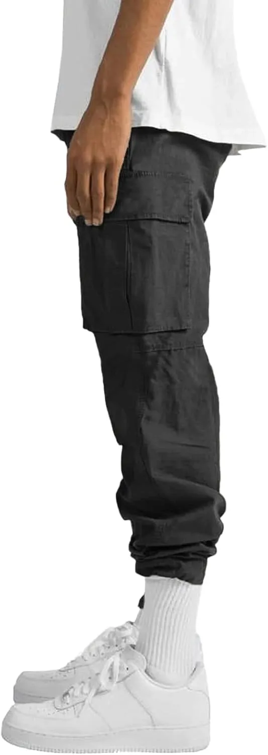 Men's Cargo Sweatpants Sweatpants Classic Fit Pockets Cargo Work Pants Wild Drawstring Sports Jogger Men's Cargo Cargo