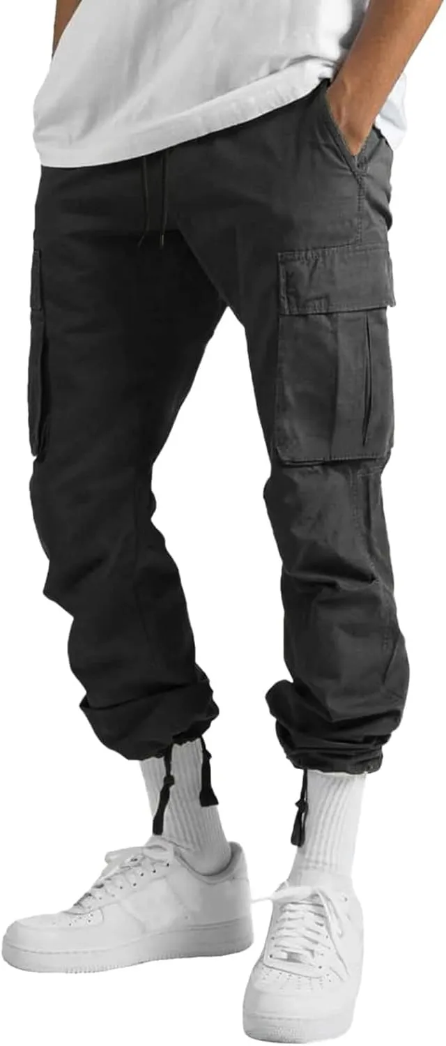 Men's Cargo Sweatpants Sweatpants Classic Fit Pockets Cargo Work Pants Wild Drawstring Sports Jogger Men's Cargo Cargo