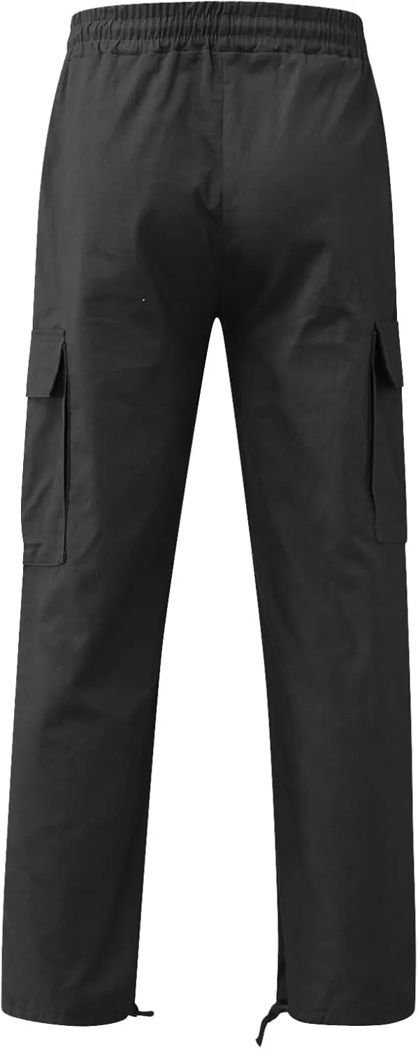 Men's Cargo Sweatpants Sweatpants Classic Fit Pockets Cargo Work Pants Wild Drawstring Sports Jogger Men's Cargo Cargo