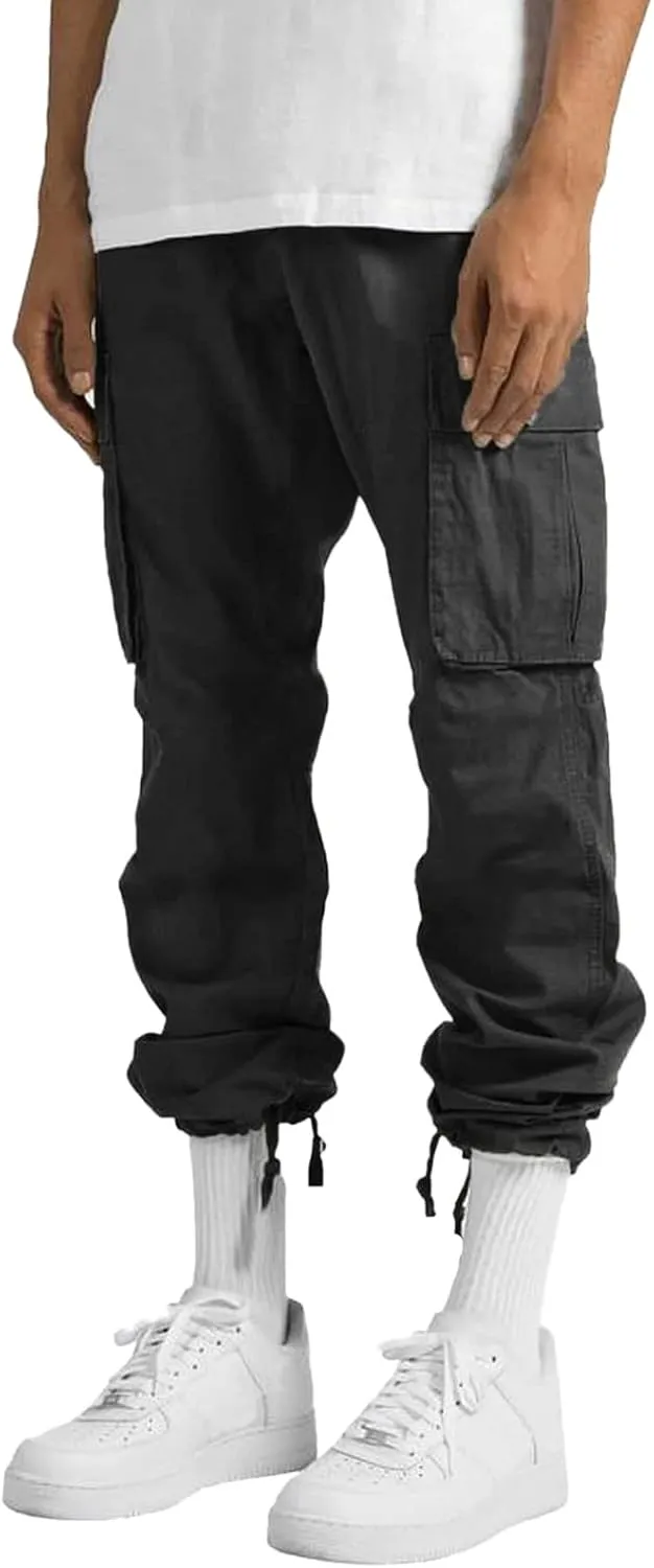 Men's Cargo Sweatpants Sweatpants Classic Fit Pockets Cargo Work Pants Wild Drawstring Sports Jogger Men's Cargo Cargo