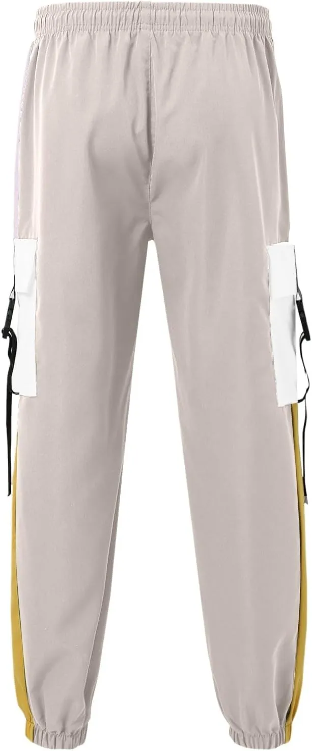 Mens Casual Joggers Pants Comfy Drawstring Elastic Waist Cargo Pants Hiking Outdoor Fitness Sport Jogging Sweatpant