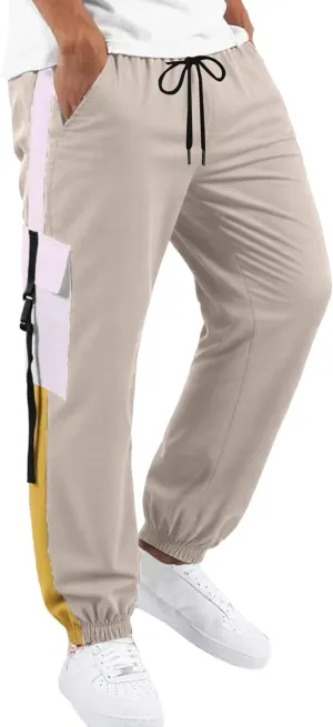 Mens Casual Joggers Pants Comfy Drawstring Elastic Waist Cargo Pants Hiking Outdoor Fitness Sport Jogging Sweatpant