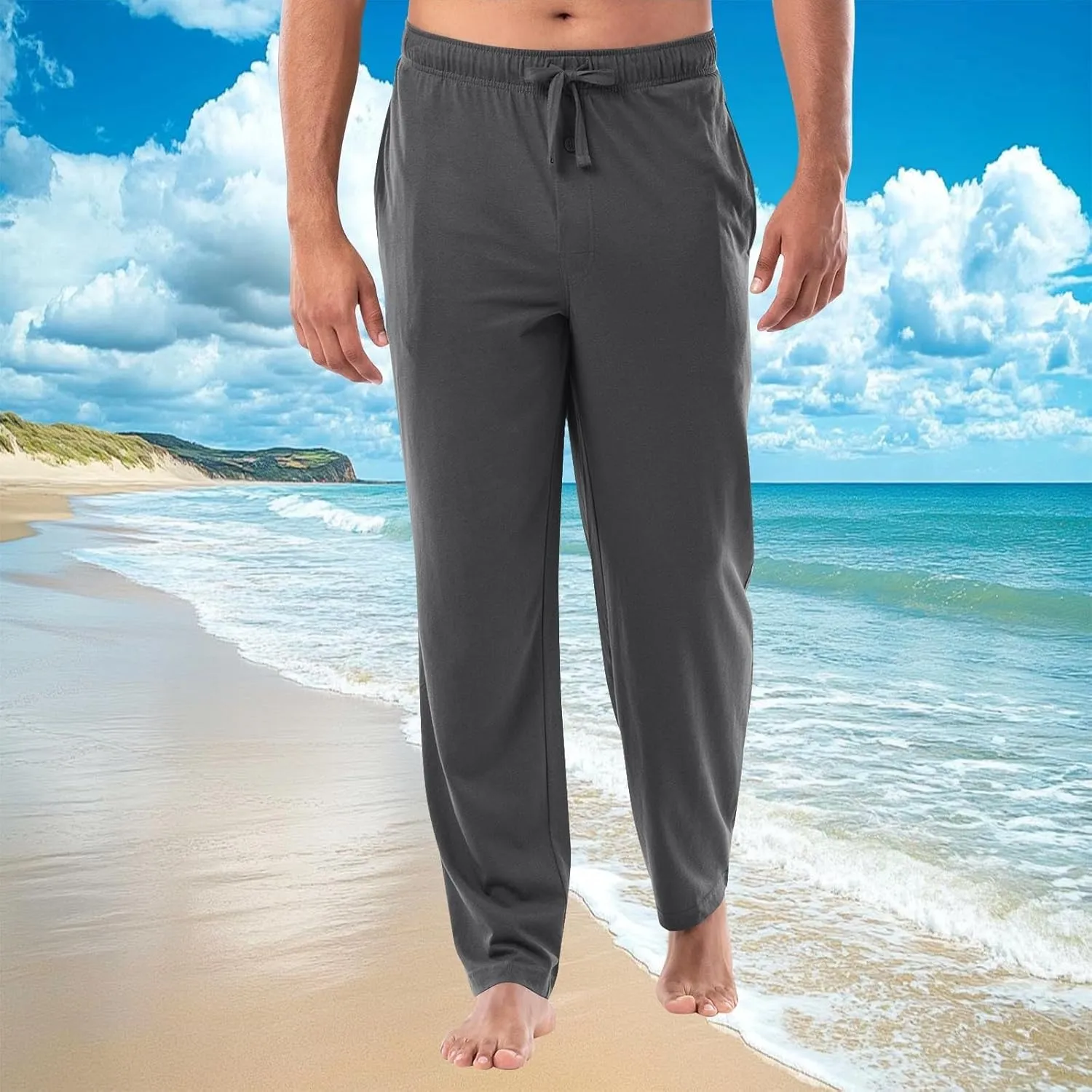 Mens Casual Pants Straight Leg Athletic Joggers Resort Wear Yoga Stretch Elastic Waist Comfy Pants Lounge Trousers