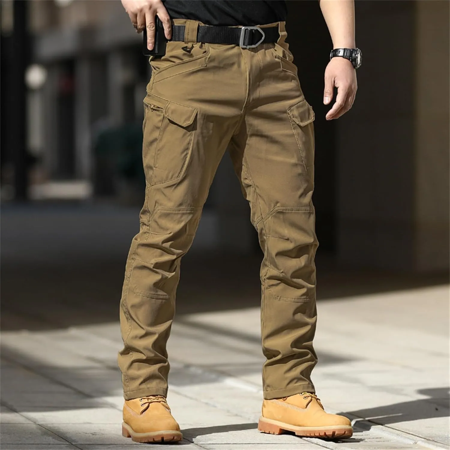 Men's Casual Tactical PantsWater Resistant Stretch Cargo TrousersHiking Wild Ripstop Outdoor Pants with Flap Pockets