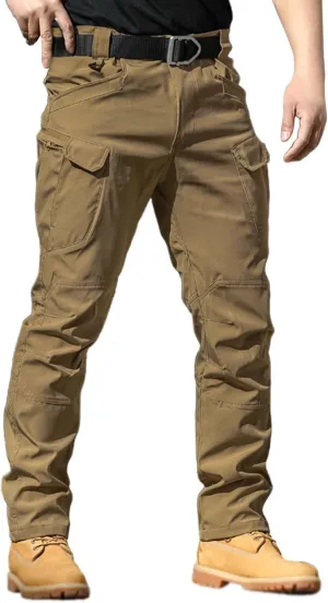 Men's Casual Tactical PantsWater Resistant Stretch Cargo TrousersHiking Wild Ripstop Outdoor Pants with Flap Pockets
