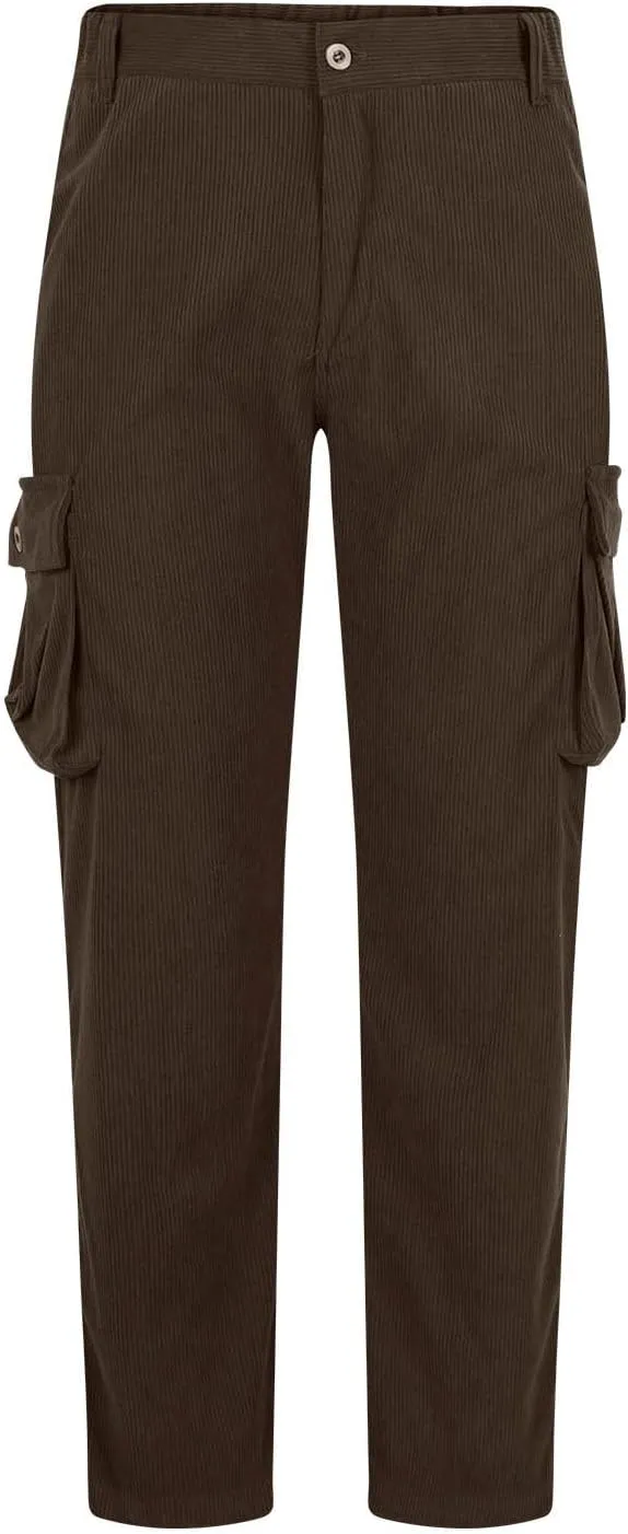 Men's Corduroy Cargo Pants,Outdoor Hiking Trousers Multi Pockets Drawstring Waist Sweatpants Baggy Corduroy Trouser
