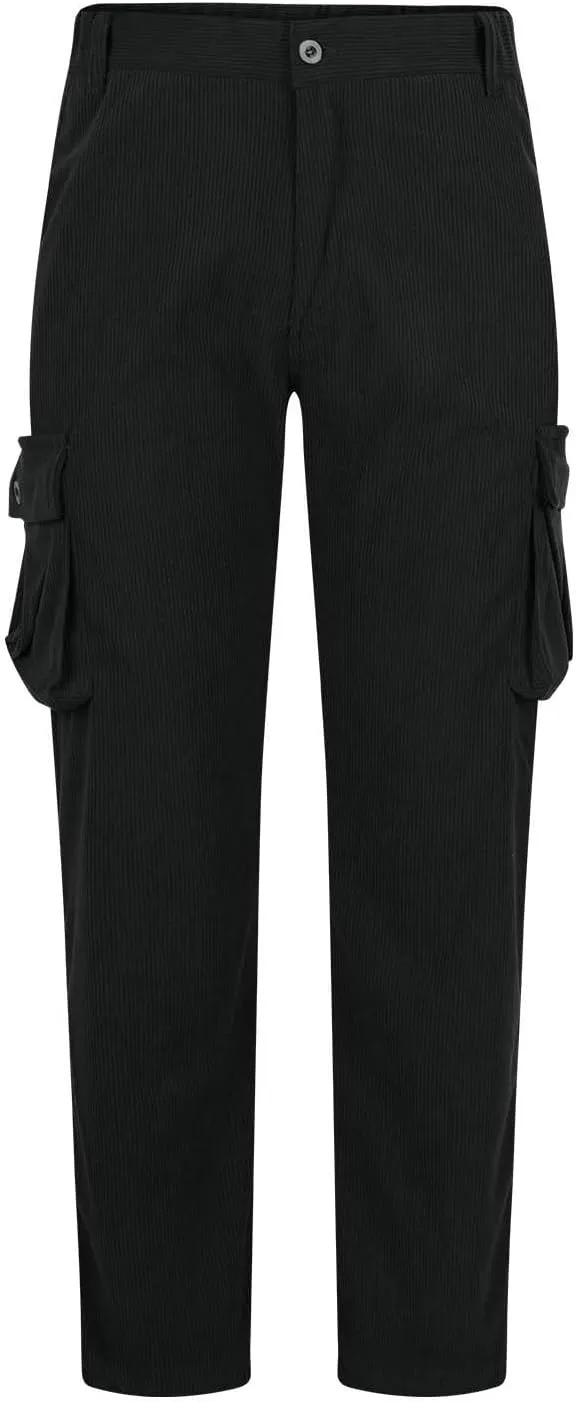 Men's Corduroy Cargo Pants,Outdoor Hiking Trousers Multi Pockets Drawstring Waist Sweatpants Baggy Corduroy Trouser